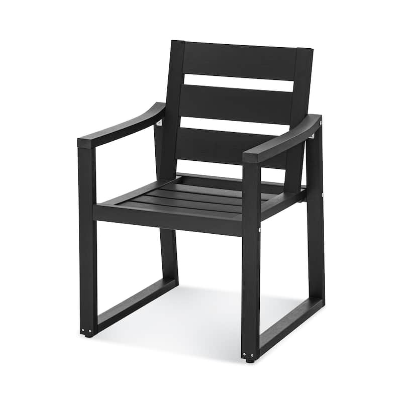 Stationary All-Weather Patio Square-Leg HDPS Dining Chairs (Set of 2) - 23.6"D x 24.6"W x 34.6"H