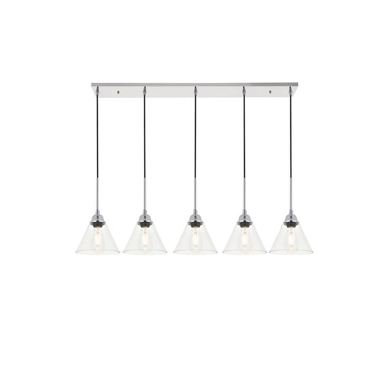 Histoire 5 light chrome Pendant - chrome and clear