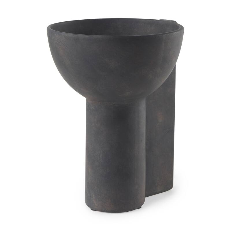 Sariah Black Ceramic Vase (11") - 9.1L x 8.3W x 10.8H - 9.1L x 8.3W x 10.8H - Black