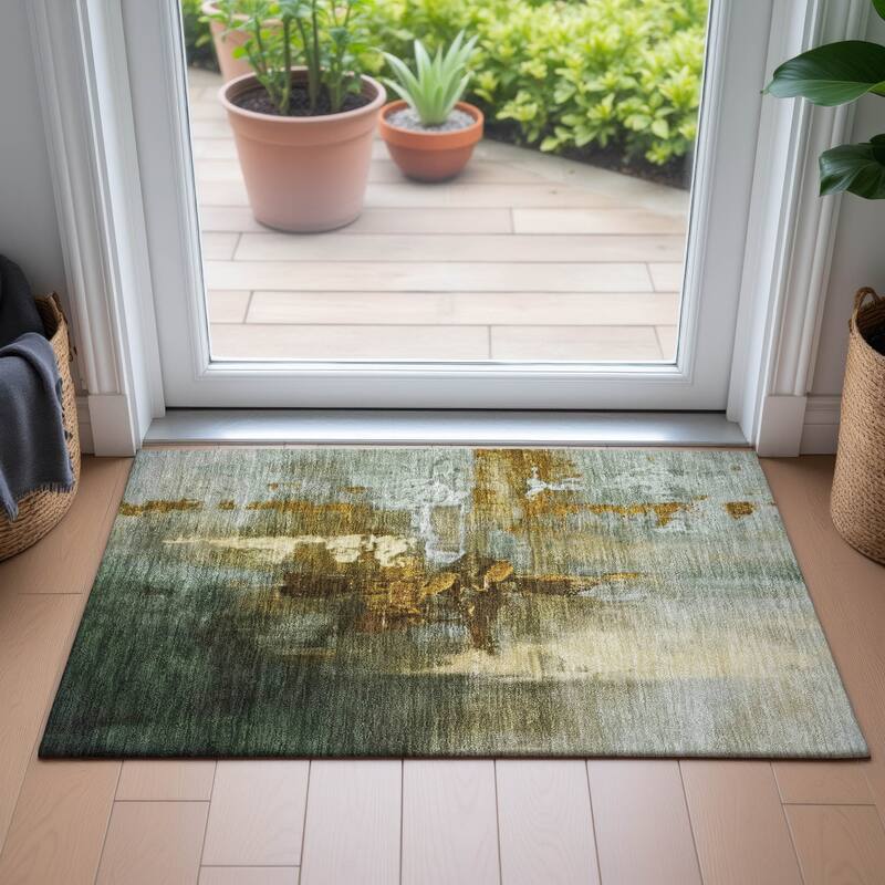 Machine Washable Indoor/Outdoor Modern Painters Touch Chantille Rug