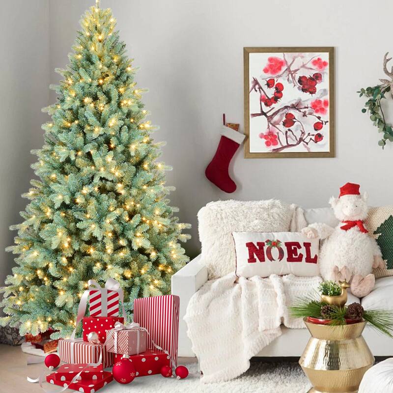 PE&PVC Green Christmas Tree with Lights - N/A - 4 Foot - Blue