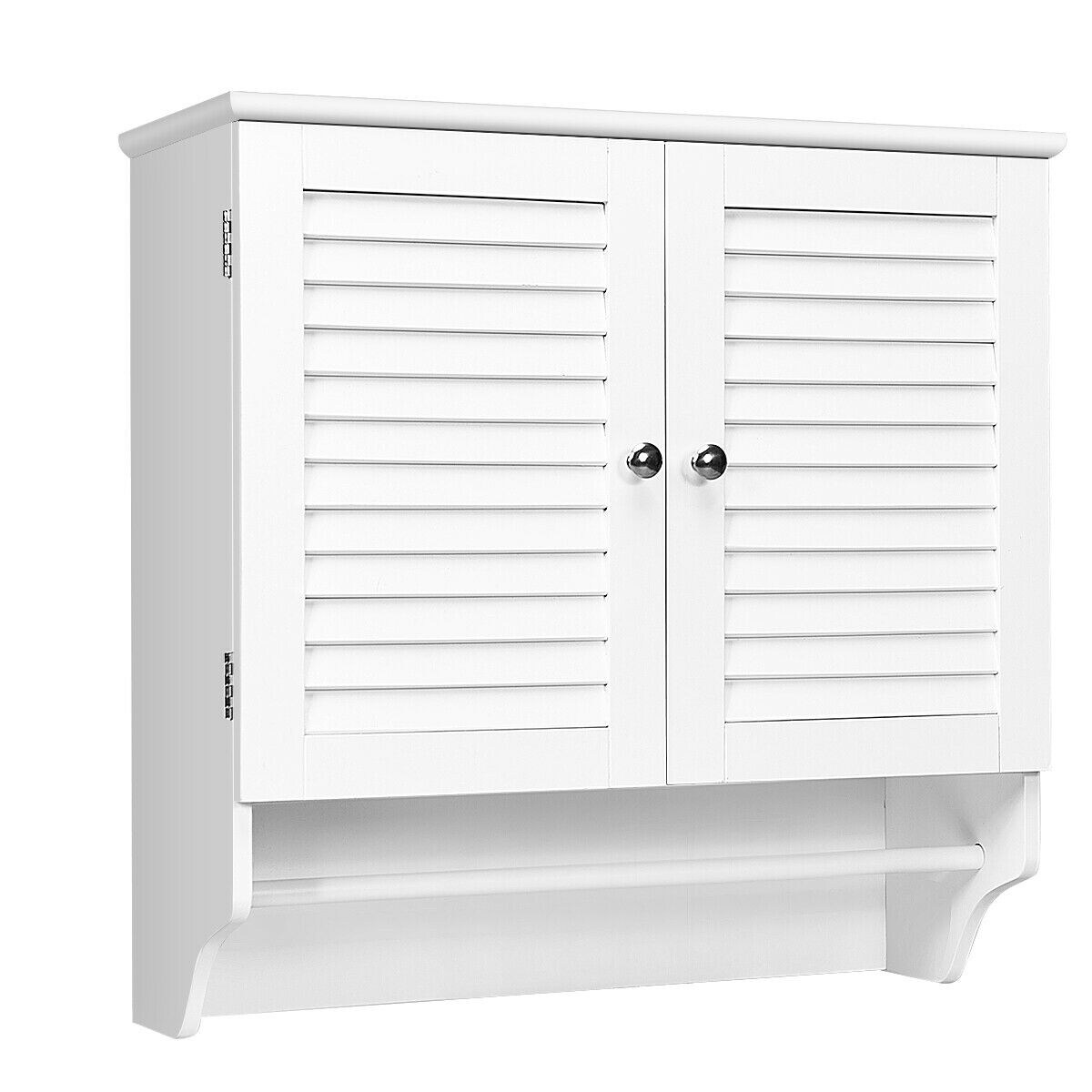 Shop Bathroom Wall Cabinet With Towel Bar And Shelf Storage Rack