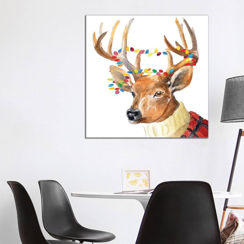 iCanvas "Christmas Lights Reindeer Sweater" by Lanie Loreth Canvas Print - 37x37x1.5