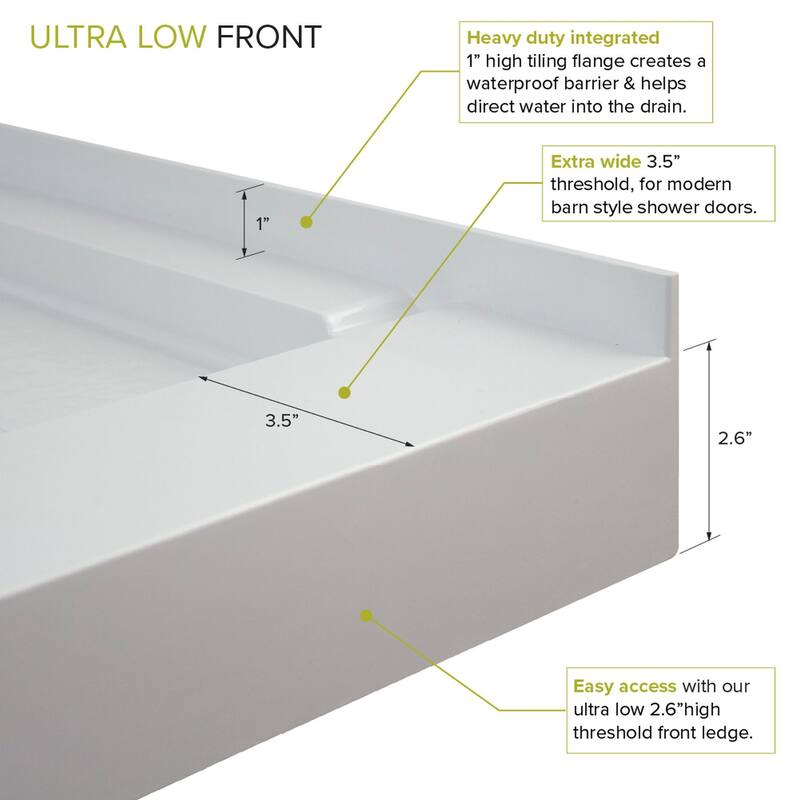 Transolid Low Threshold 34-in L x 48-in W Shower Base with Center Drain - 34-in L x 48-in W - 34-in L x 48-in W