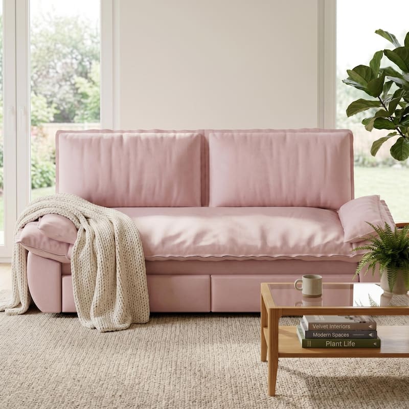 Homy Casa 73.2''/94.5" Queen/King Pull Out Sofa Bed, 3-in-1 Corduroy/Velvet Sleeper Couch