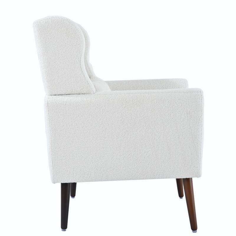 Teddy Fabric Accent Chair with Wooden Legs and Mid-Century Lounge Chair (275lb Capacity)