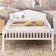 preview thumbnail 2 of 12, White Full Size Wood Platform Bed with House-shaped Headboard and Built-in Storage