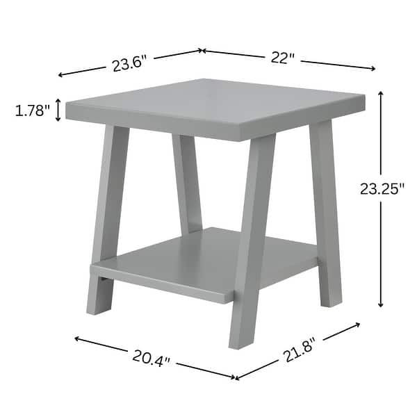 dimension image slide 3 of 12, Roundhill Furniture Athens Contemporary Wood Shelf End Table