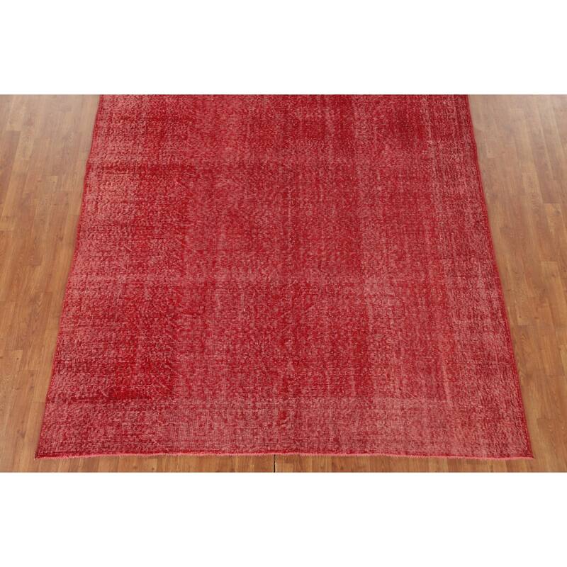 Anatolian Turkish Rug Hand-Knotted Distressed Over-Dyed Wool Carpet - 7'0" x 10'1"