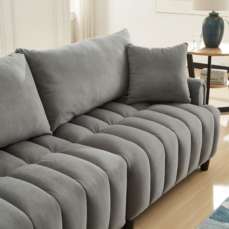 Futon Couch Sofa Bed with Pillows, Convertible Sleeper Sofa with Adjustable Backrest, Loveseat Sleeper Daybed