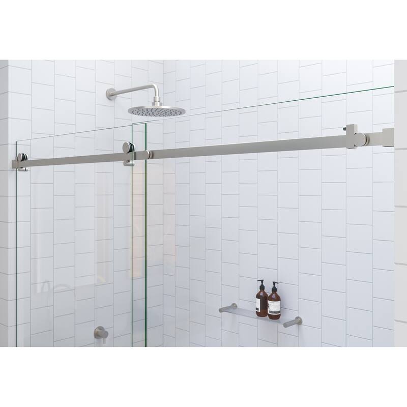 Glass Warehouse 52 in. x 78 in. Sliding Frameless Shower Door with Square Hardware