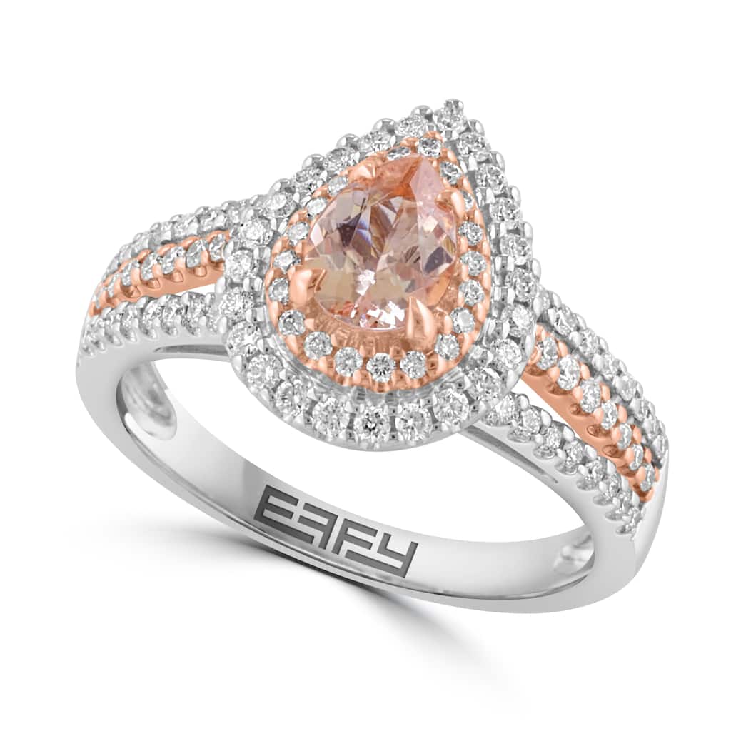 EFFY 14K Gold Diamond,Morganite Pear Ring