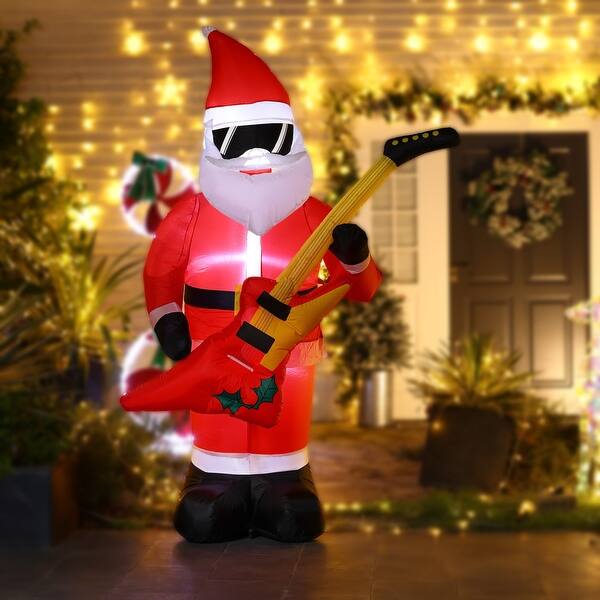 7Ft Santa with Guitar Outdoor Holiday Inflatable Christmas Decoration with Lights - Bed Bath & Beyond