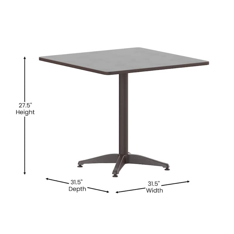 31.5" Square Aluminum Smooth Top Indoor-Outdoor Table with Base