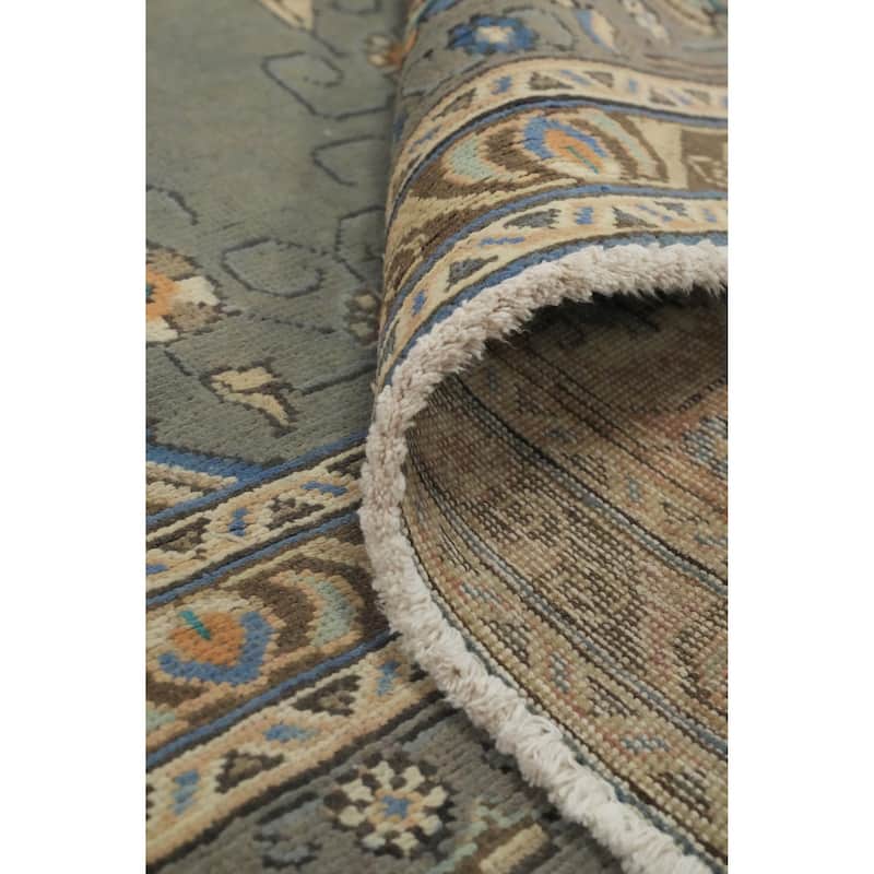 Hand Knotted Oriental 100% Wool Carpet Traditional Floral Greys & Charcoal Tabriz Area Rug - 12' 10'' X 9' 7''