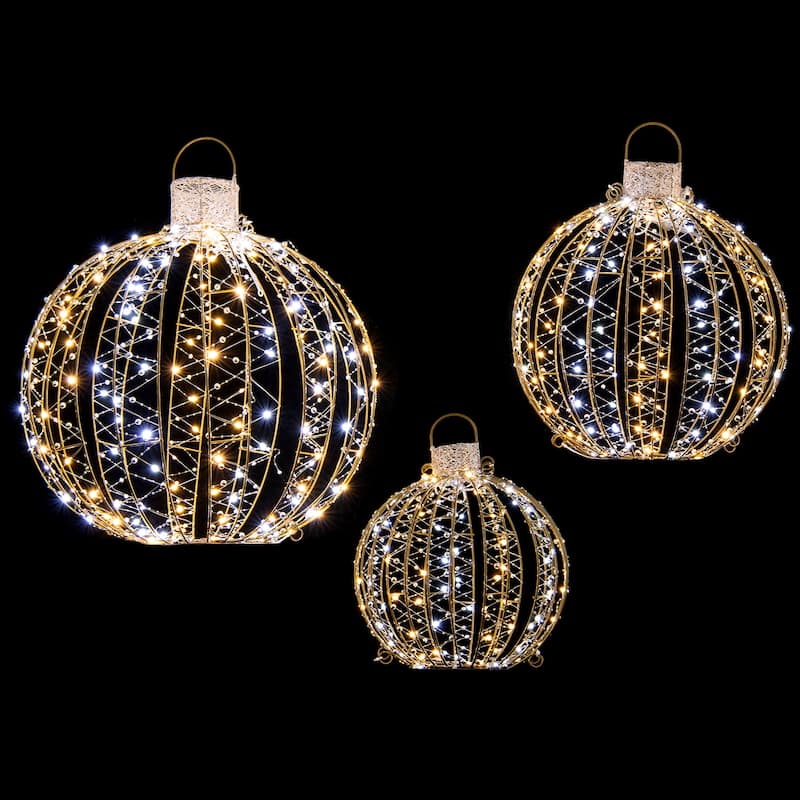 Costway 3 Pack Christmas LED Light Balls Outdoor Hanging Light Spheres