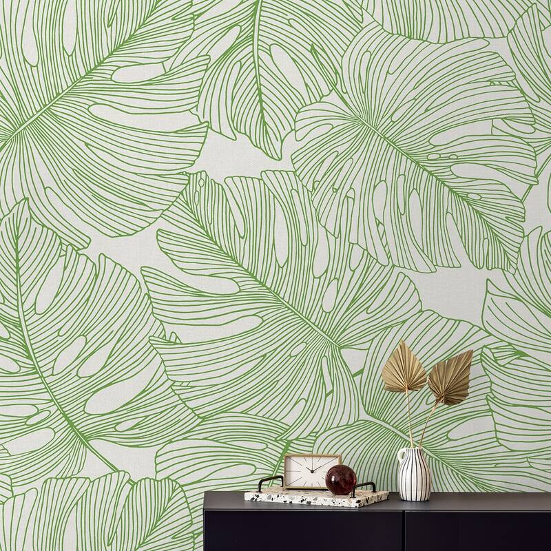 Seabrook Designs Tarra Monstera Leaf Unpasted Wallpaper