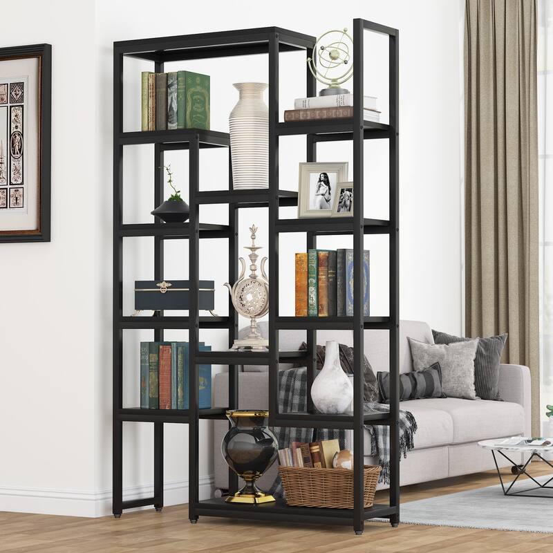 Tall Bookshelf 12 Open Shelves, 6-Tier Industrial Bookcase for Storage