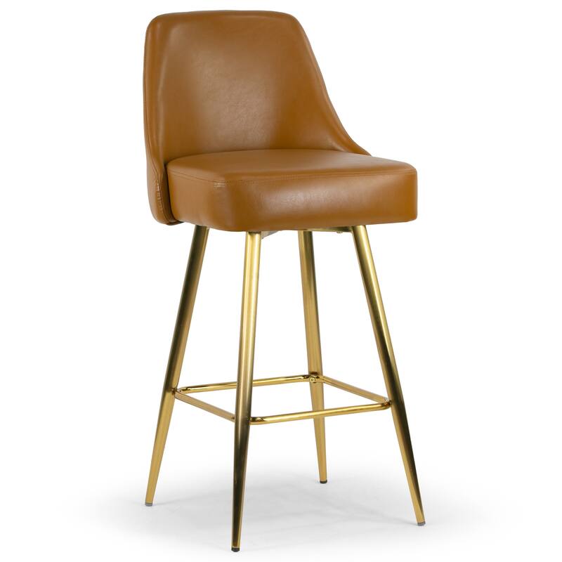 Set of 2 Auren Upholstered Stool with Golden Legs