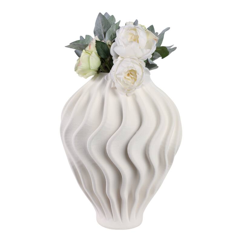 Porcelain Sculptural Vase with Textured Wave Design Modern Form