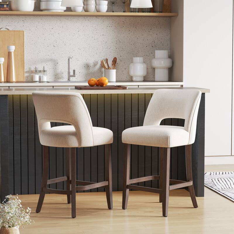 Set of 2/4/6 Wooden Bar Stools with Footrest/Counter Stools - Set of 2 - White