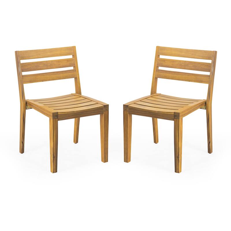 Christopher Knight Home - Oliver Outdoor Acacia Wood Slatted Dining Chair Set of 2