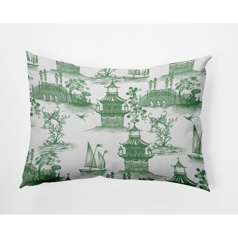 China Old Polyester Indoor Pillow - Green - 14" x 20"