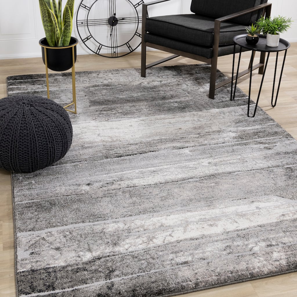 Melbourne Collection - Grey/Cream Distressed Rug