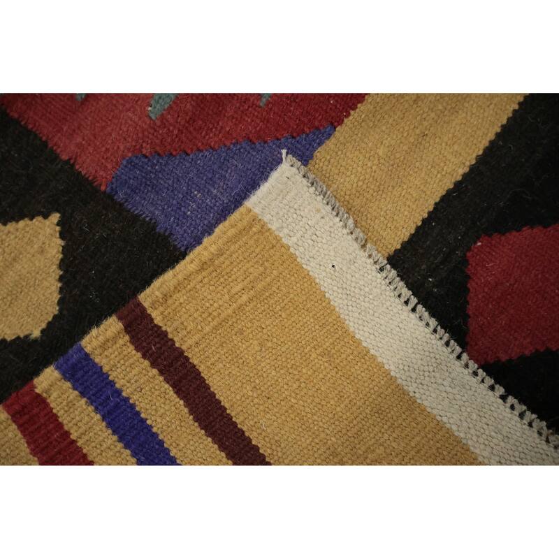 Hand Woven Oriental 100% Wool Carpet Southwestern Tribal Yellow & Gold Kilim Area Rug - 9' 10'' X 8' 2''