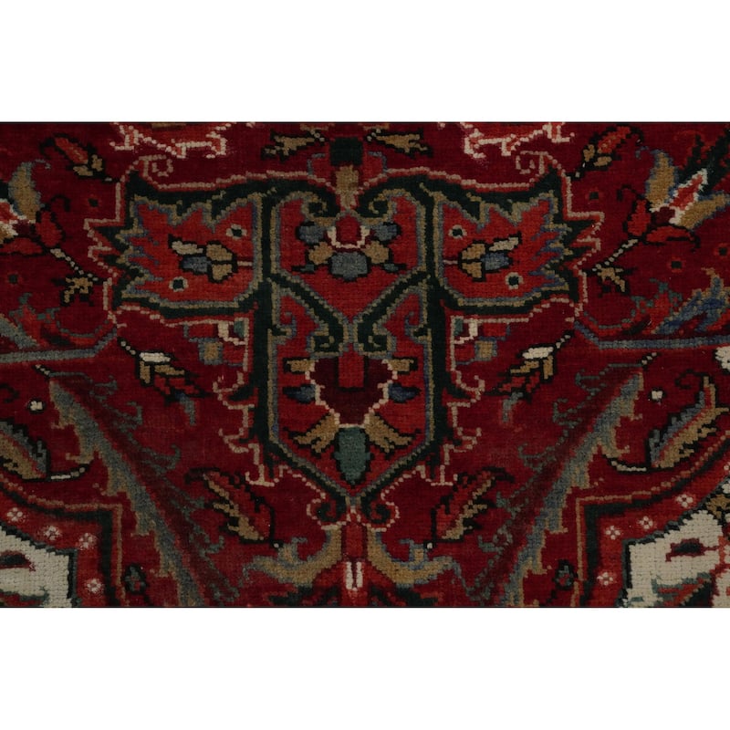 Hand Knotted Oriental 100% Wool Carpet Traditional Floral Red Heriz Area Rug - 10' 5'' X 8' 3''