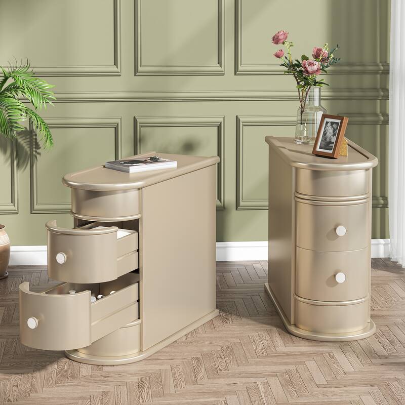 Solid Wood End Table, Two-Drawer Narrow Side Table, Fully Assembled
