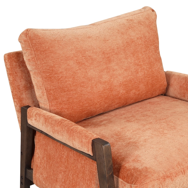 Roomfitters Mid-Century Modern Accent Chair, Velvet Upholstery with Solid Wood Frame and Plush Cushion, Ideal for Living Room