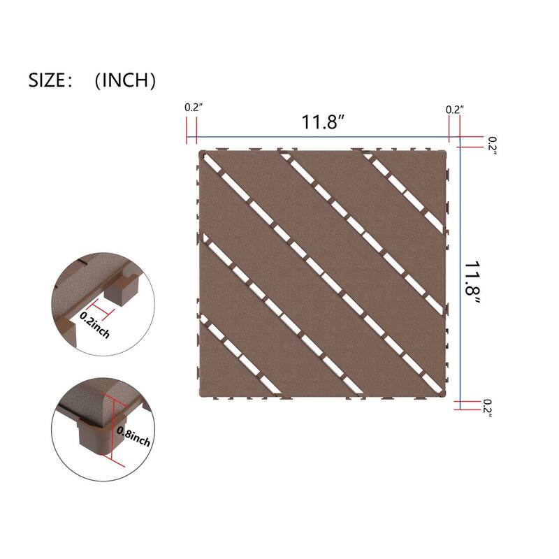 Plastic Interlocking Deck Tiles,44 Pack Patio Deck Tiles,12"x12" Square Waterproof Outdoor All Weather Use, Patio Decking Tiles
