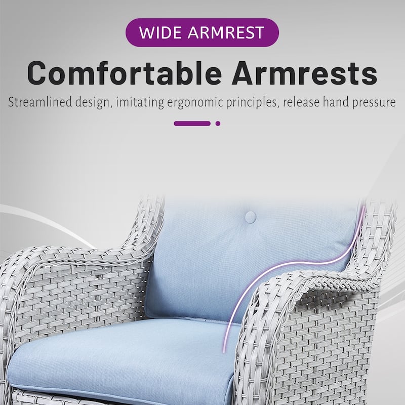 Gymojoy Wicker Patio Club Chairs with Olefin Weather-Resistant Cushions