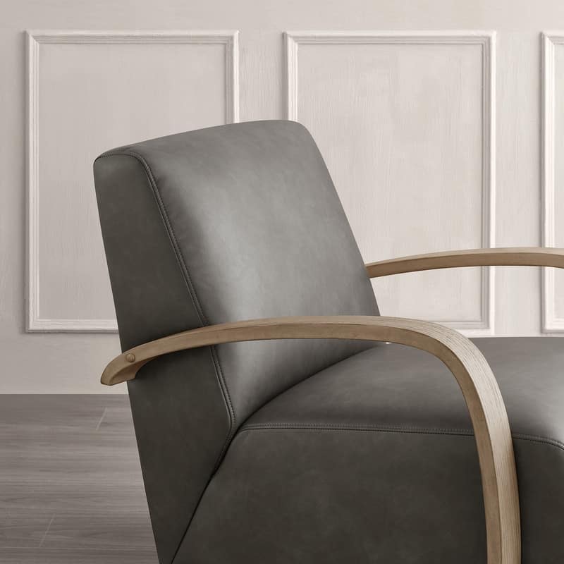 Eli Swivel Accent Chair with U-Shaped Wood Arm