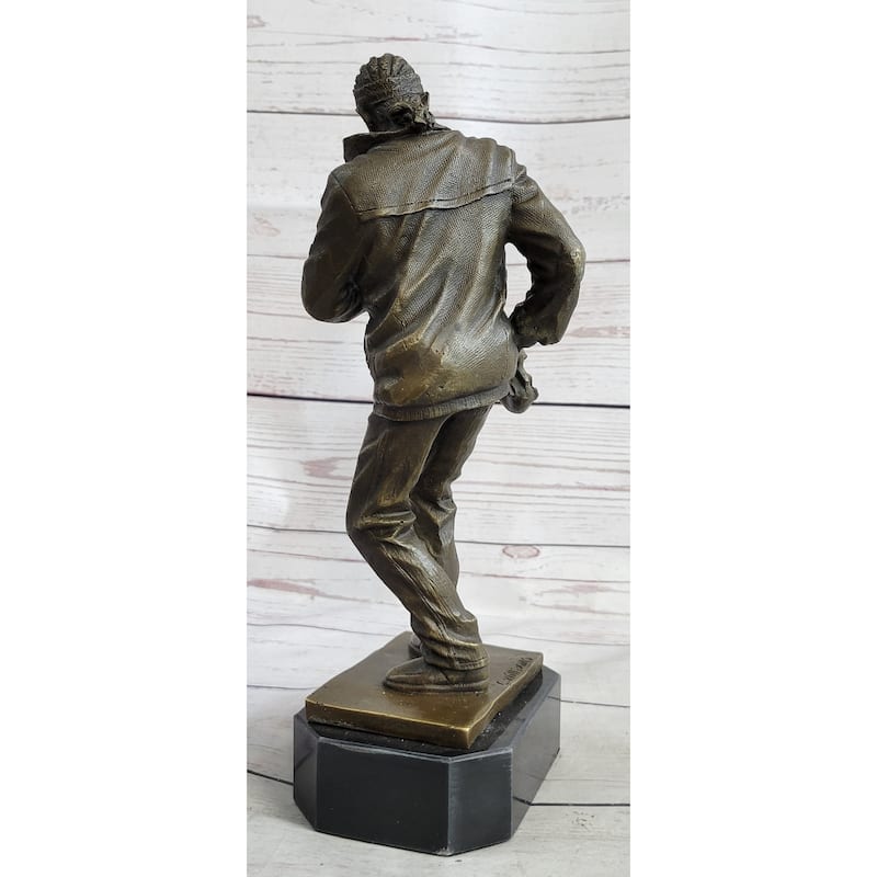 Hand Made African American Black Saxophone Player Musician Bronze Sculpture Statue