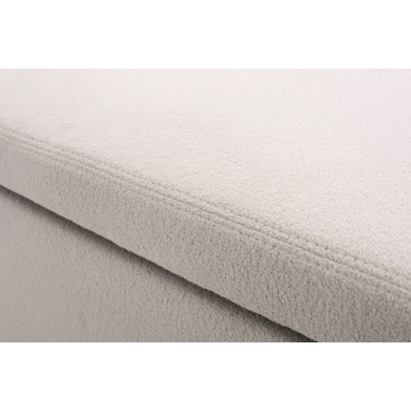 Simple Upholstered Bench with Storage, Modern 51.25" Solid Color Ottoman Bench with Safety Hinge, Fabric Entryway Shoe Bench