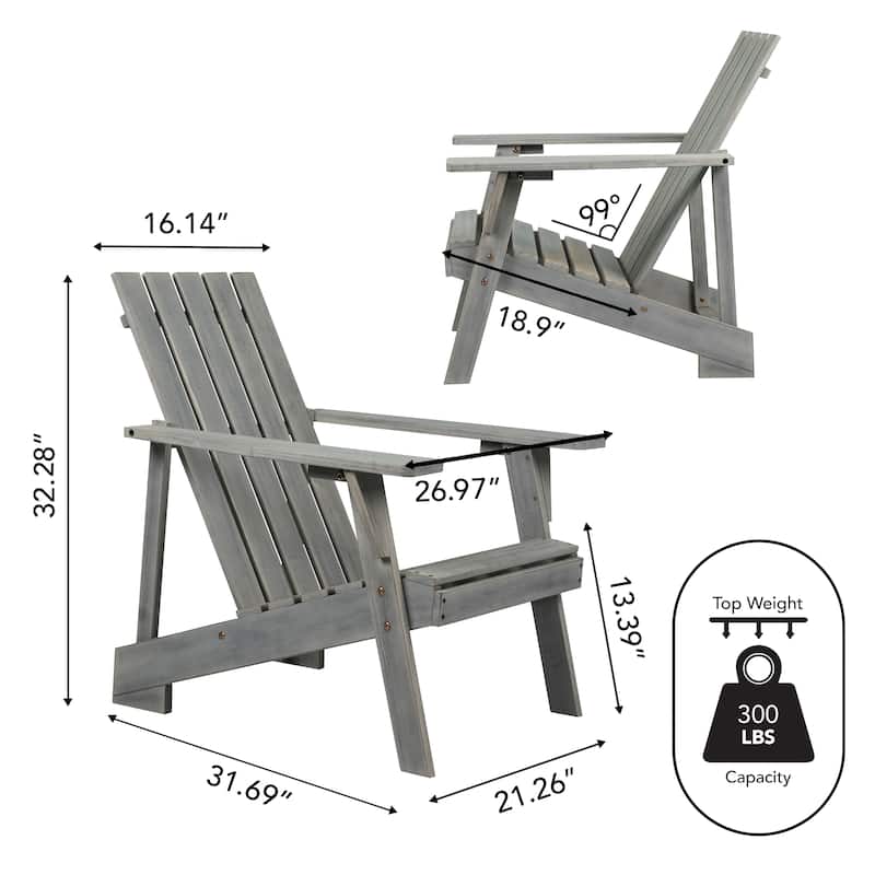 Westport Outdoor Patio Modern Acacia Wood Adirondack Chair, by JONATHAN Y