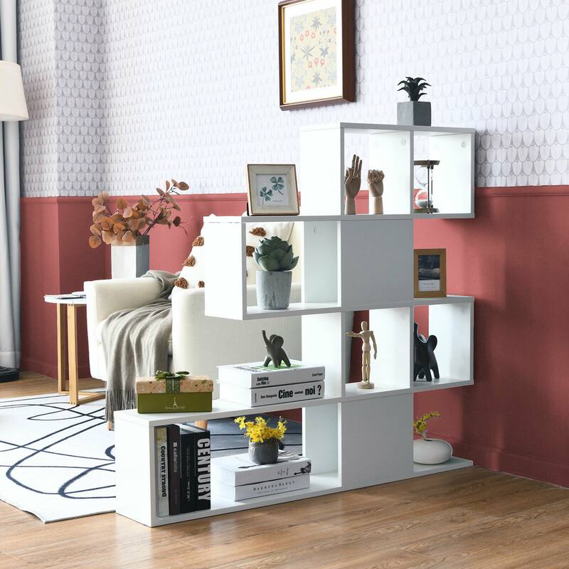Gymax 5-Tier Bookshelf Corner Ladder Bookcase Display Storage Rack - See Details