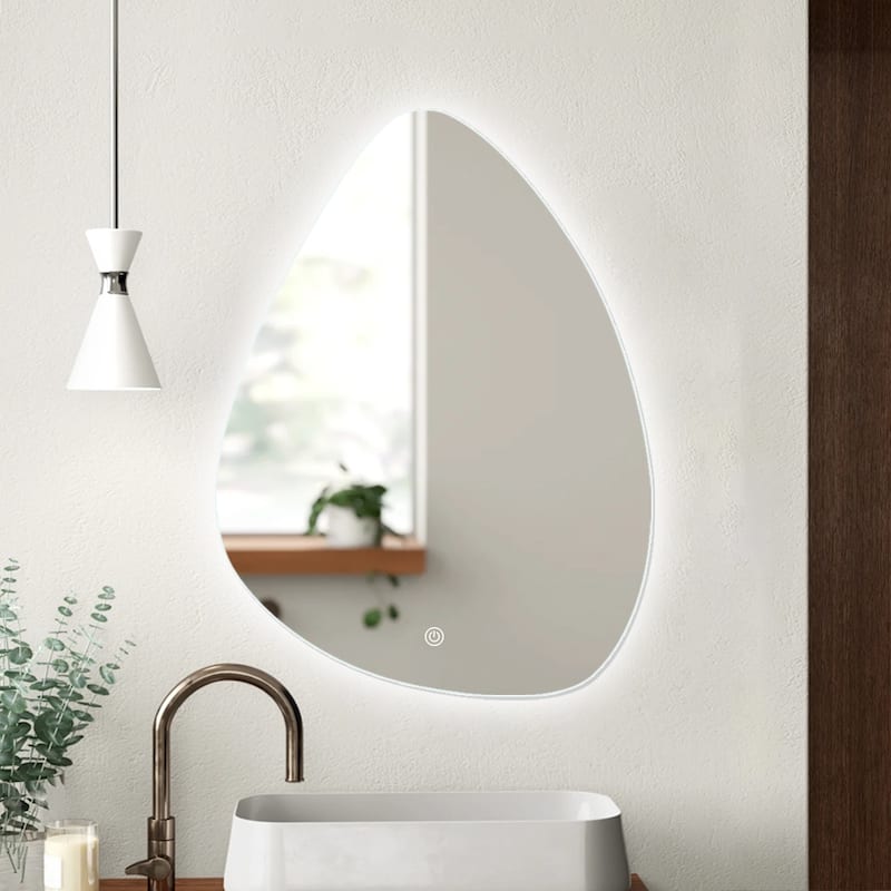 Irregular LED Anti-fog Decorative Bathroom Vanity Wall Mirror - White - 28x36