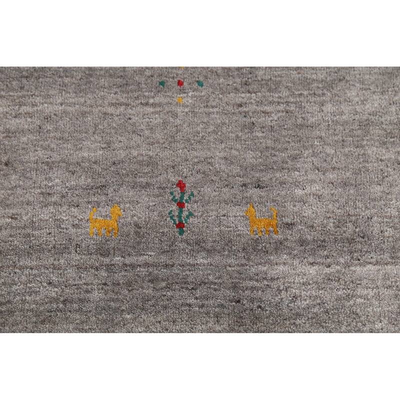 Tribal Gabbeh Indian Rug Hand-Knotted Wool Carpet - 9'1"x 11'6"