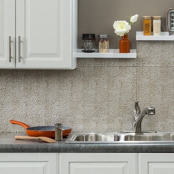 Shop Fasade Hammered Decorative Vinyl 18in x 24in Backsplash Panel in