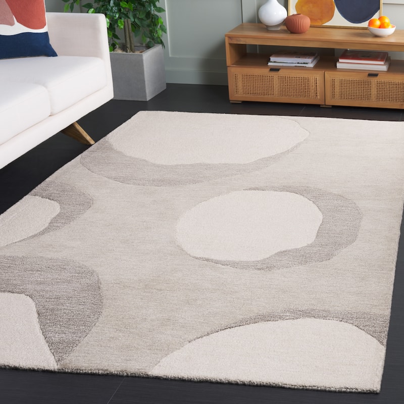 SAFAVIEH Handmade Rodeo Kennedi Mid-Century Modern Wool Rug - 5' x 8' - Ivory/Grey