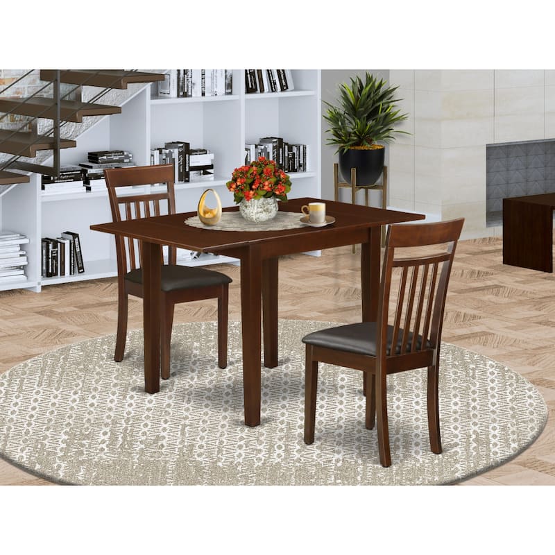 East West Furniture Modern Dining Table Set- a Rectangle Table and Faux Leather Dining Room Chairs, Mahogany(Pieces Options) - NDCA3-MAH-LC