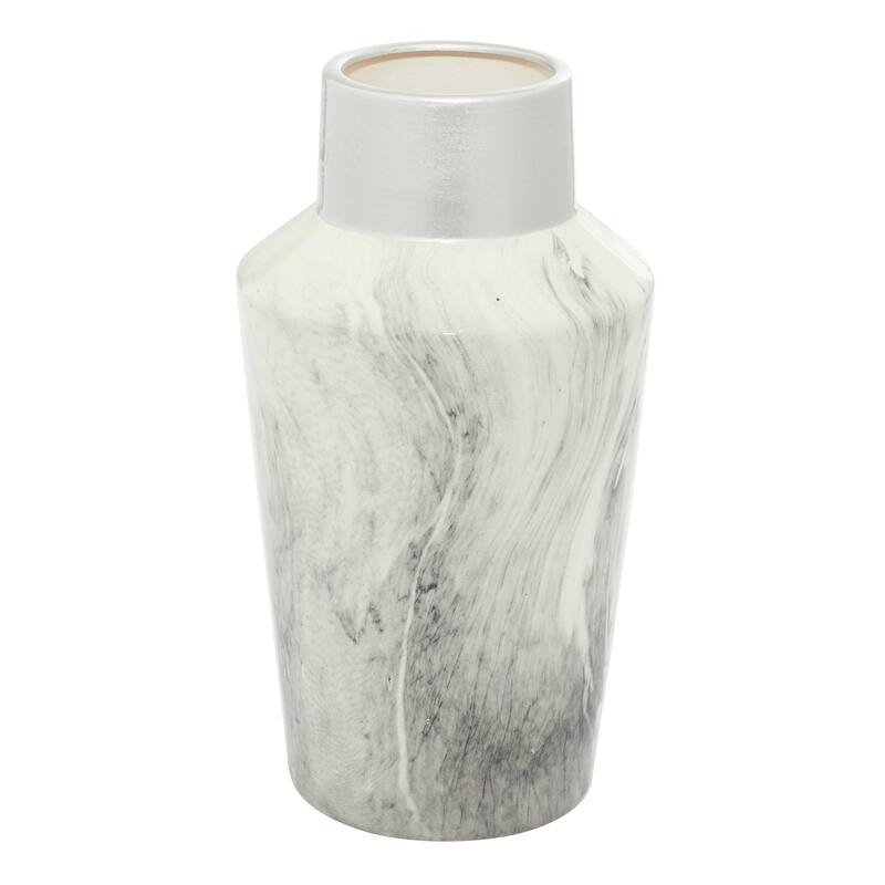 Gray Ceramic Faux Marble Decorative Vase