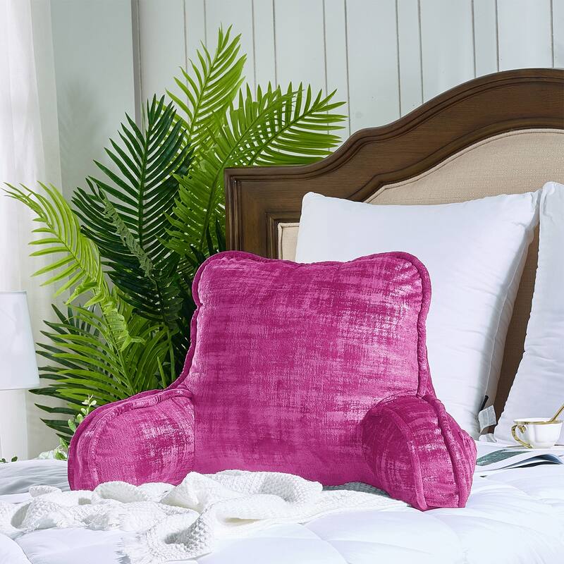 Textured Velvet Bedrest Reading Pillow Cover & Filling - Raspberry Rose