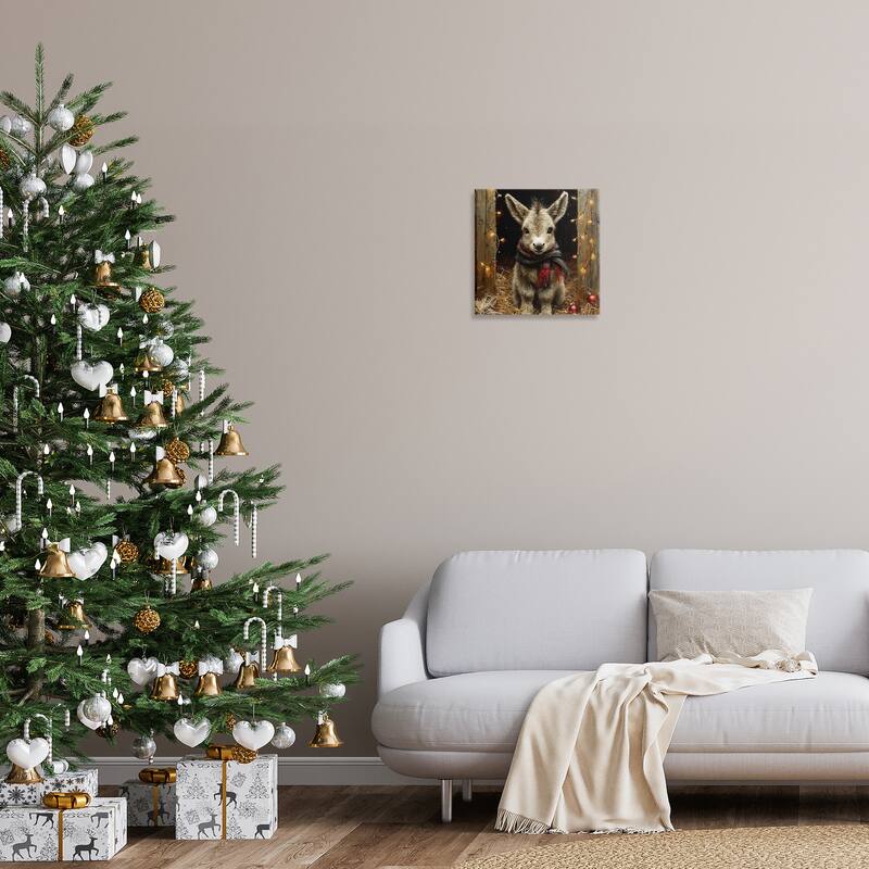 Stupell Baby Donkey & Holiday Lights Canvas Wall Art Design By Riley B