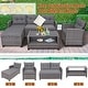 preview thumbnail 4 of 8, Costway 4PCS Patio Rattan Furniture Set Cushioned Loveseat Table Shelf - Grey - See Details