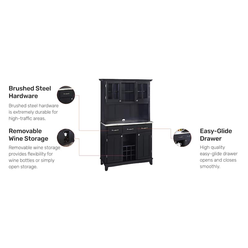 Buffet of Buffets Black Server with Hutch & Stainless Steel Top