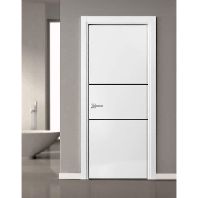 Slab Barn Door Panel 18 x 80 Planum 0014 White Silk with Sturdy Finished